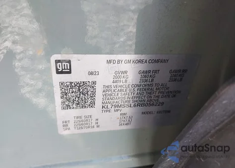 2024 Chevrolet Trailblazer Awd Activ z USA, uszkodzony, nr VIN KL79MSSL6RB056229